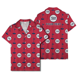 golf flag & custom logo repeat hawaiian shirt for men