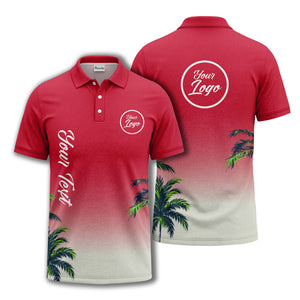 gradient fade palm trees silhouette polo shirt with custom text