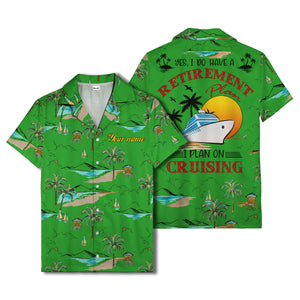 island paradise palm trees & sailboats sunset hawaiian shirt
