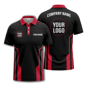 modern black white geometric stripes custom logo polo shirt