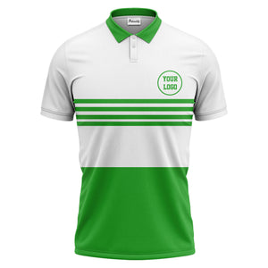 monochrome horizontal stripes & circular logo modern minimalist polo shirt for men