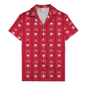 monochrome palm tree & signature logo stripe hawaiian shirt for men