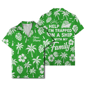 monochrome palm trees and hibiscus hawaiian shirt for men