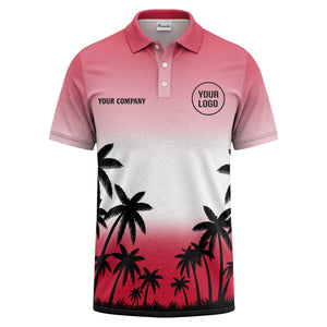 monochrome palm trees ombre gradient sky polo shirt for men