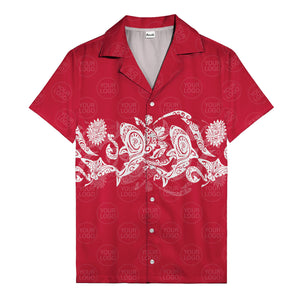 monochrome tribal turtle & sun motifs heritage hawaiian shirt