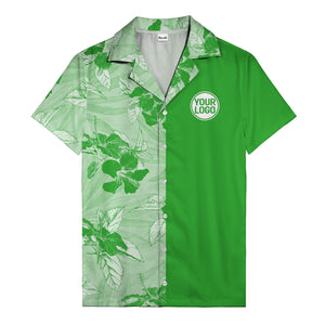 monochrome watercolor hibiscus and leaf repeat hawaiian shirt