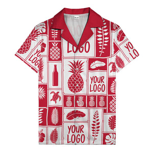 pineapple palm leaf sea turtle grid hawaiian shirt for men