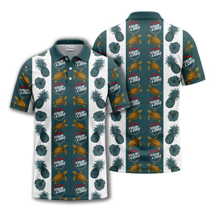 pineapple sea turtle hibiscus custom logo polo shirt