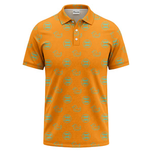 rubber duck & custom logo circle pattern polo shirt for men