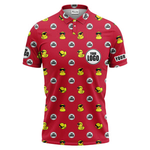 rubber duck repeat cartoon pattern custom logo black polo shirt for men