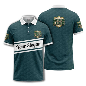 shield logo stars hexagon pattern polo shirt for men