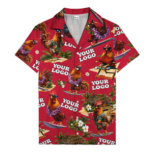 surfing roosters riding waves aloha hawaiian shirt with surfboards