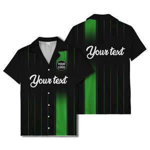 vertical black & white stripe custom logo hawaiian shirt
