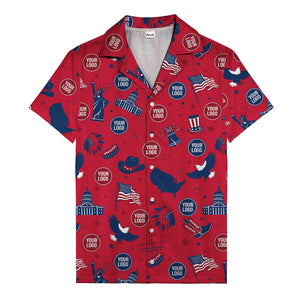 vintage cartoon statue of liberty & eagles patriotic hawaiian shirt