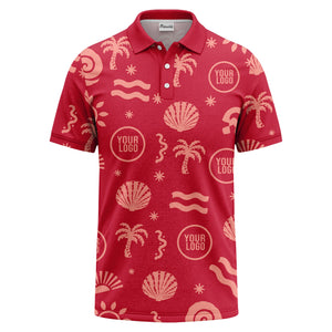 watercolor palm trees seashells waves polo shirt for beach vacation