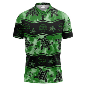 wavy band sea turtles starfish monochrome polo shirt for men