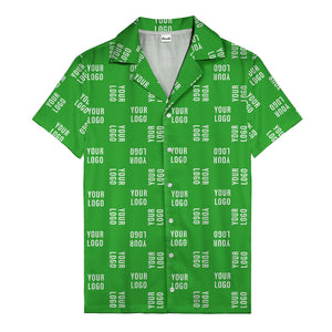 your logo repeat white on black modern graphic hawaiian shirt