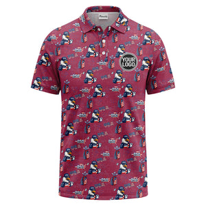 bald eagles golf bags fireworks patriotic polo shirt for men