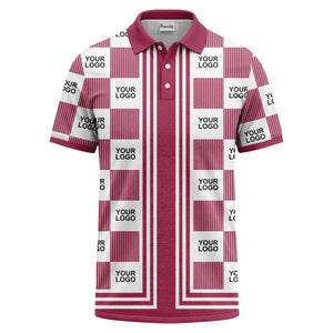 barcode graphic custom logo black white polo shirt for men
