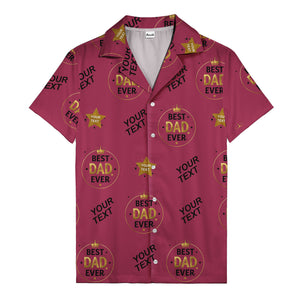 best dad ever gold crown circle repeat pattern hawaiian shirt for men