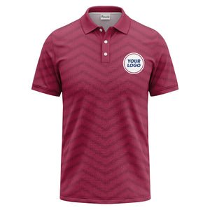 black chevron dot geometric pattern custom logo polo shirt for men