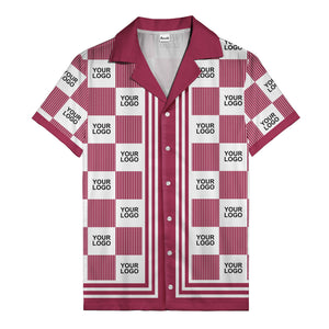 black white checkerboard barcode logo customizable hawaiian shirt