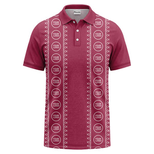 black white fish symbol repeat pattern golf polo shirt