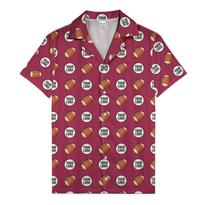 cartoon football field custom logo pattern black hawaiian shirt for men