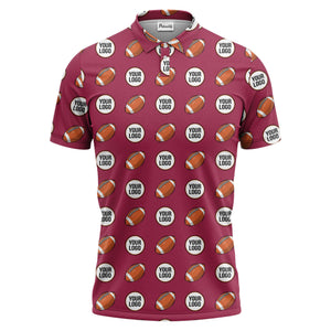 cartoon football logo circle repeat black sports polo shirt for men