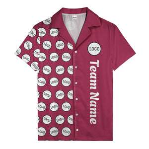 circle logo columns & team name text graphic black white hawaiian shirt