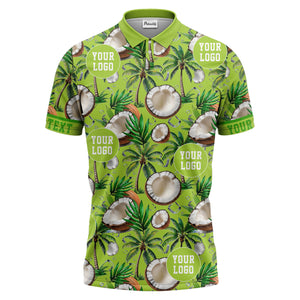coconut palm trees ice cubes tropical black polo shirt for men