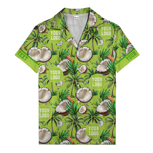 coconut palms & ice cubes on black beach photo hawaiian shirt for men