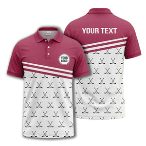 crossed golf clubs & balls repeat pattern polo shirt for men