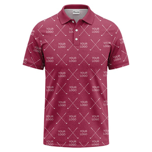 crossed golf clubs & logo repeat graphic polo shirt for men