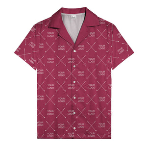crossed golf clubs logo repeat pattern hawaiian shirt for men