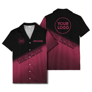 custom logo gradient black white corporate hawaiian shirt
