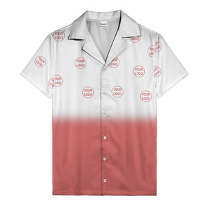 custom logo ombre gradient black white hawaiian shirt