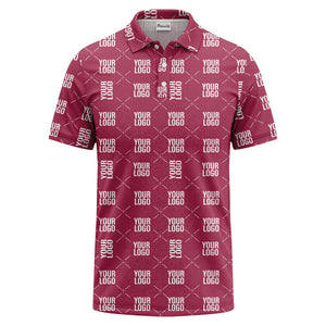 custom logo repeat diamond grid black white polo shirt
