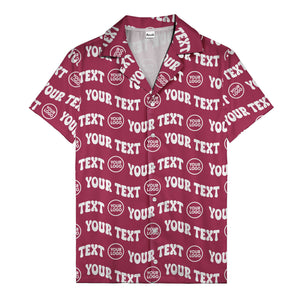 custom logo & repeat text black hawaiian shirt for men