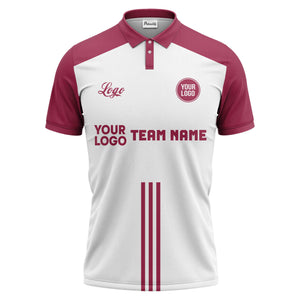 custom logo & team text white black sports jersey polo shirt for men