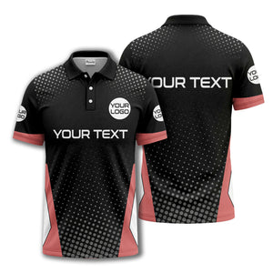 custom logo text overlay polka dot golf polo shirt