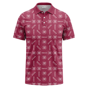 custom logo & text repeat all over print polo shirt