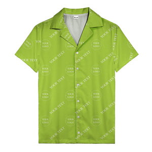 custom logo & text repeat black hawaiian shirt for personalized branding