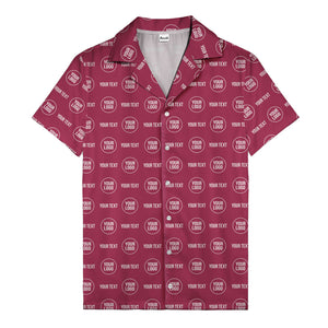 custom logo & text repeat pattern black hawaiian shirt for men