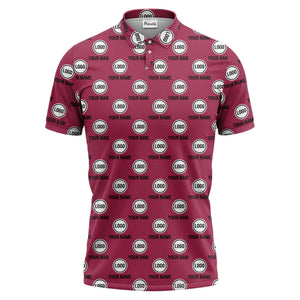 custom name & logo repeat circle pattern black polo shirt
