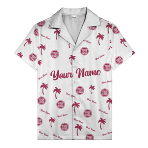 custom palm tree silhouette & name logo black white hawaiian shirt