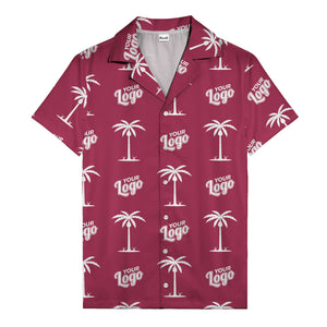 custom palm trees & your logo repeat black gold hawaiian shirt