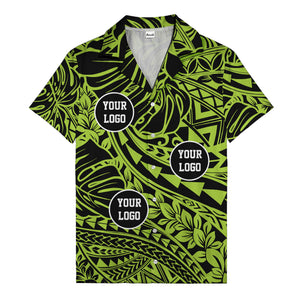 customizable logo circles pattern black hawaiian shirt for men