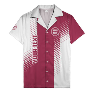 diagonal stripes & custom logo monochrome hawaiian shirt