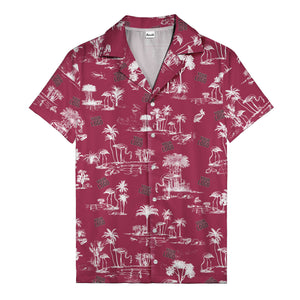 flamingo oasis black palm trees repeat pattern hawaiian shirt for men